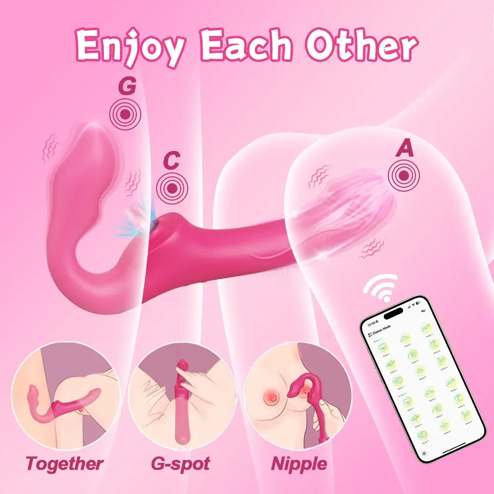 Strapless Strap On G Spot Dildo Vibrator Double-Ended Vibrating Flapping Vibrators Adult Sex Toys for Women Lesbians
