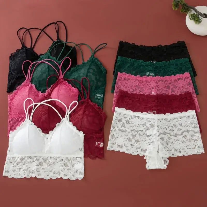 Women’s Lace Non-wire Bra And Panties Set Transparent Low Rise Briefs Ultra-thin Comfort Underwear Female Bralette