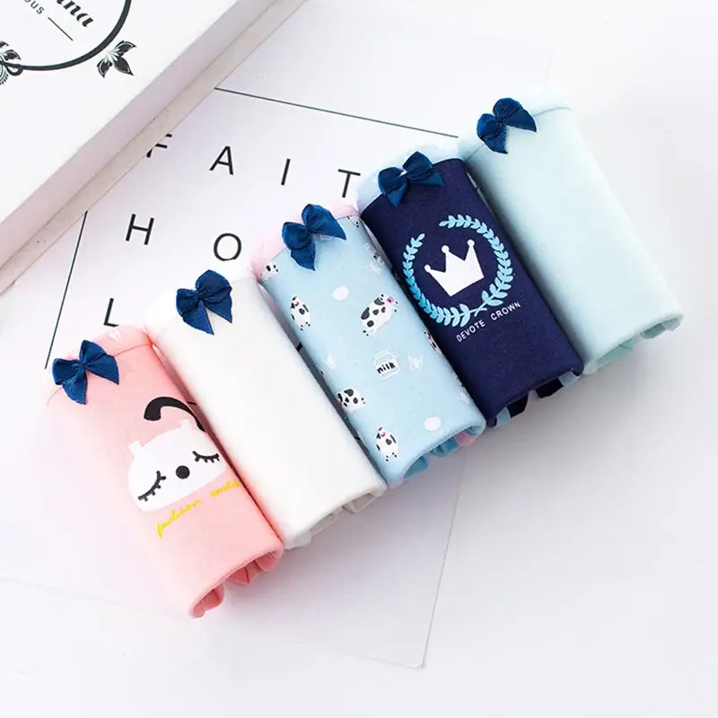 5Pcs Cotton Underwear Women’s Panties Plus Size Briefs Girls Calcinha Sexy Lingerie Ladies Panty Print Cartoon Female