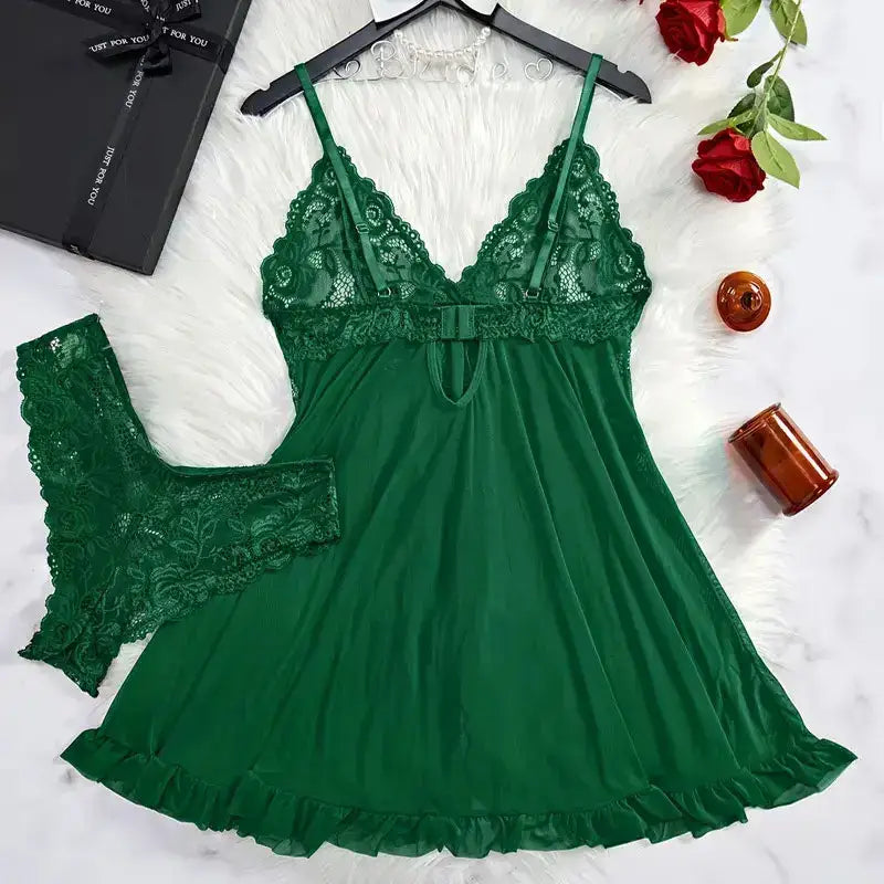 A Set Of Woman Underwear Nightgown Thong Sets Plus Size Suspender Lace Lingerie Sexy Accessories Erotic Bra Nightdress