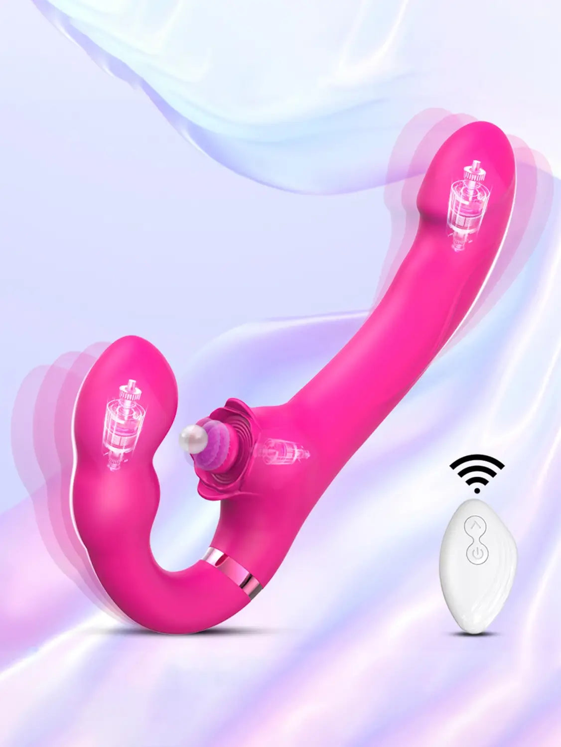 APP Strapless Strap-On G-Spot Dildo Vibrator Realistic Double-Ended Vibrating Butt Plug Anal Sex Toys for Women