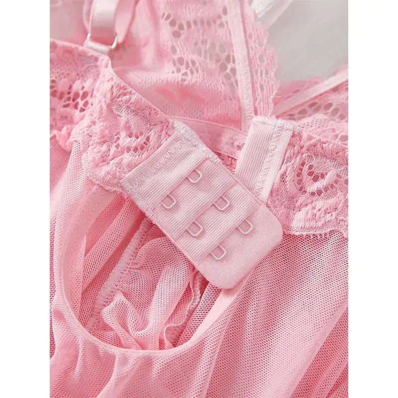 A Set Of Woman Underwear Nightgown Thong Sets Plus Size Suspender Lace Lingerie Sexy Accessories Erotic Bra Nightdress