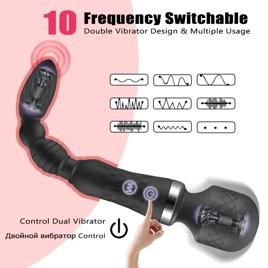 AV Magic Wand Anal Plug Double-ended Vibrators Women G-spot Clit Stimulator Men Butt Plug Masturbator Sex Toys