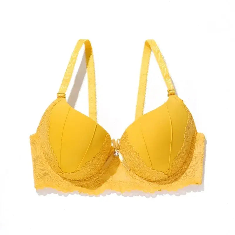 Hand Shap Foam Pad Bra Push Up Solid Color Floral Lace Bras for Women Underwire Brassiere 75B 80B 85B
