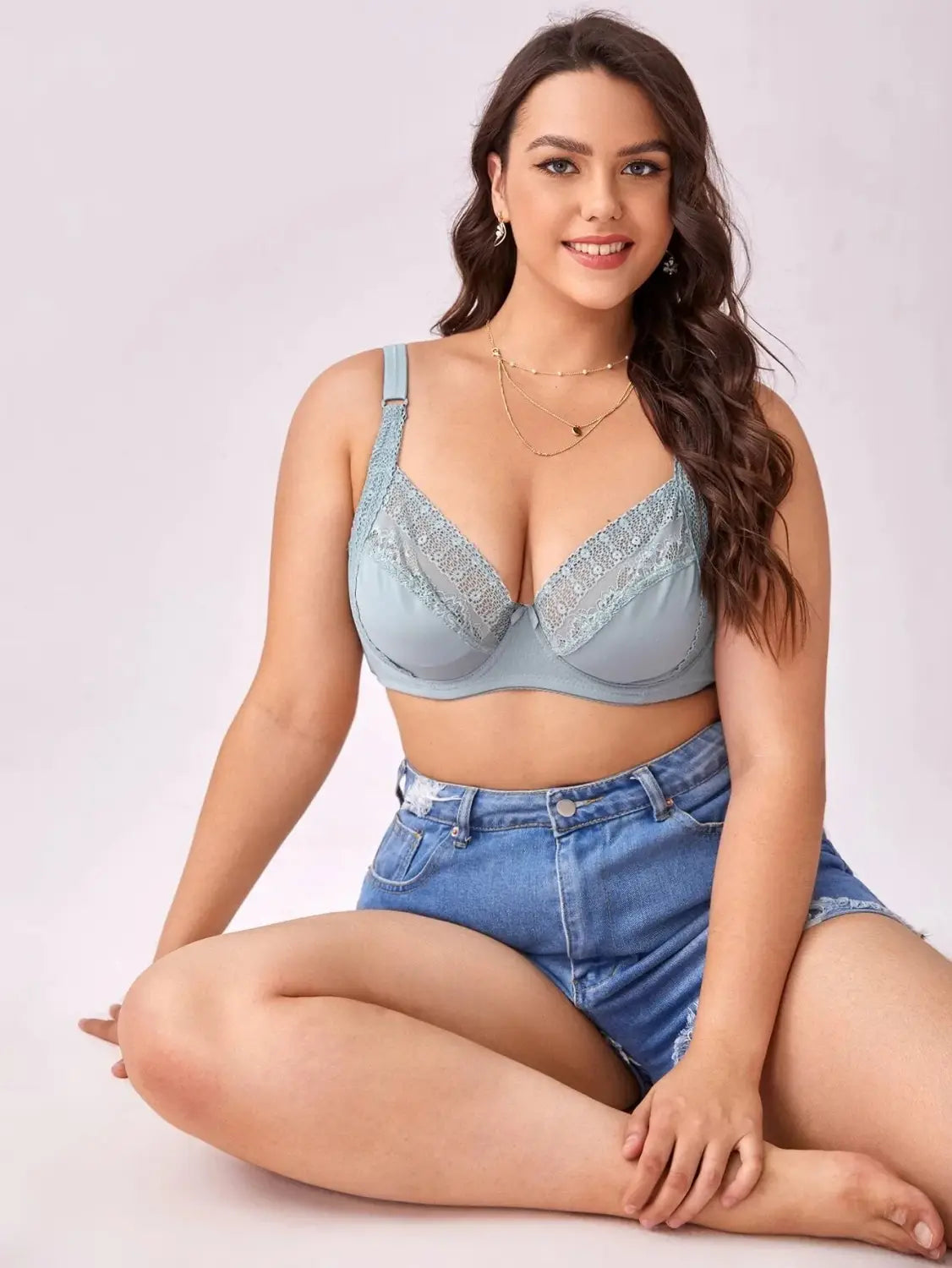 Beauwear Women Floral Lace Bras Perspective Underwire Bra Sexy Lingerie Plus Size Bralette Large Cup 36-46 E