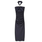 Women's Sexy Halter Bodycon Midi Dress Backless Party Dress