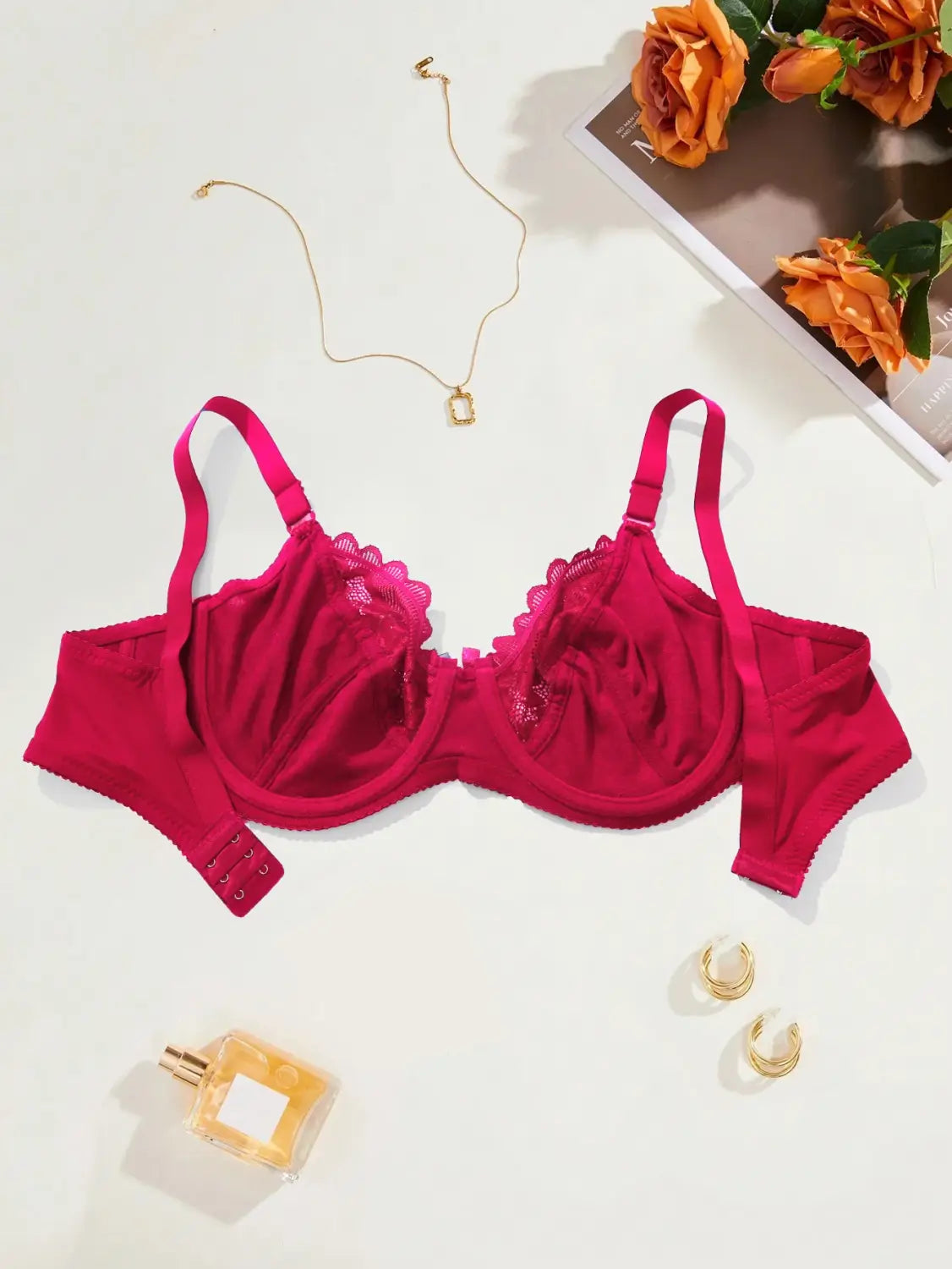 Back Closure of Plus Size Lace Bra