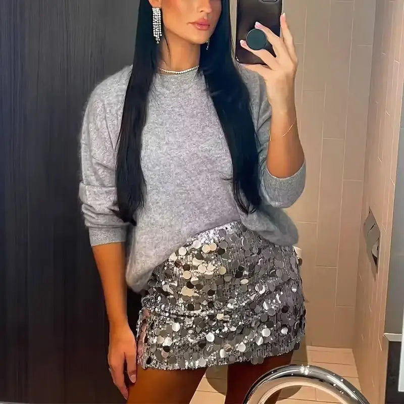 Women's Sexy Sequined Mini Skirt Casual Party Skirt