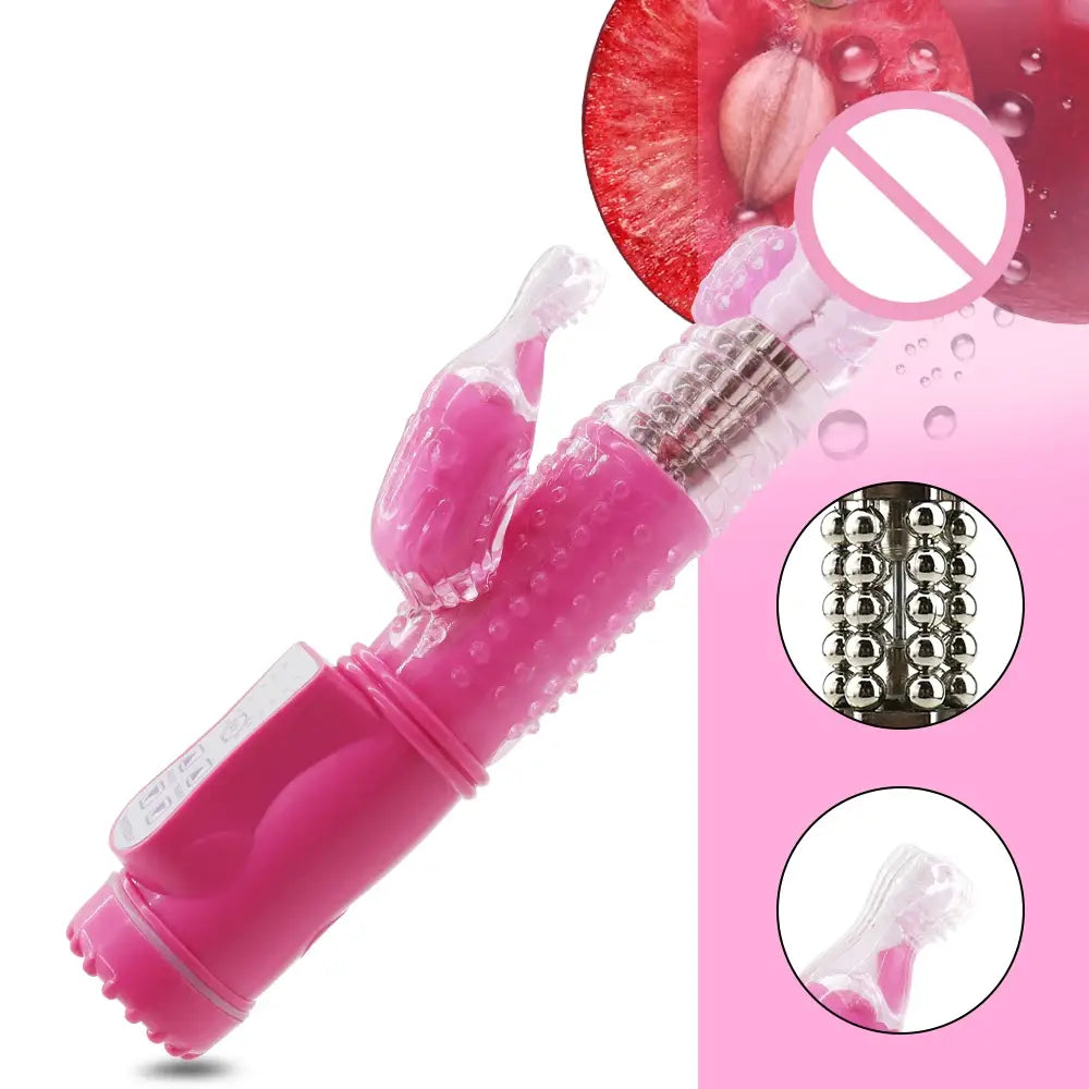 Dildo Rabbit Vibrator Masturbator G Spot 12 Speeds Vibration Dual Motor Massager Clitoris Rotation Stimulator Female