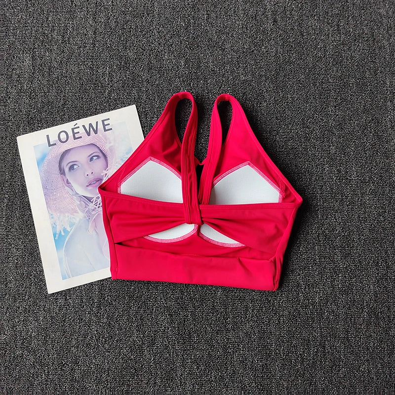 Off-Shoulder High-Support Yoga Sports Bra – U-Back Pilates Crop Top