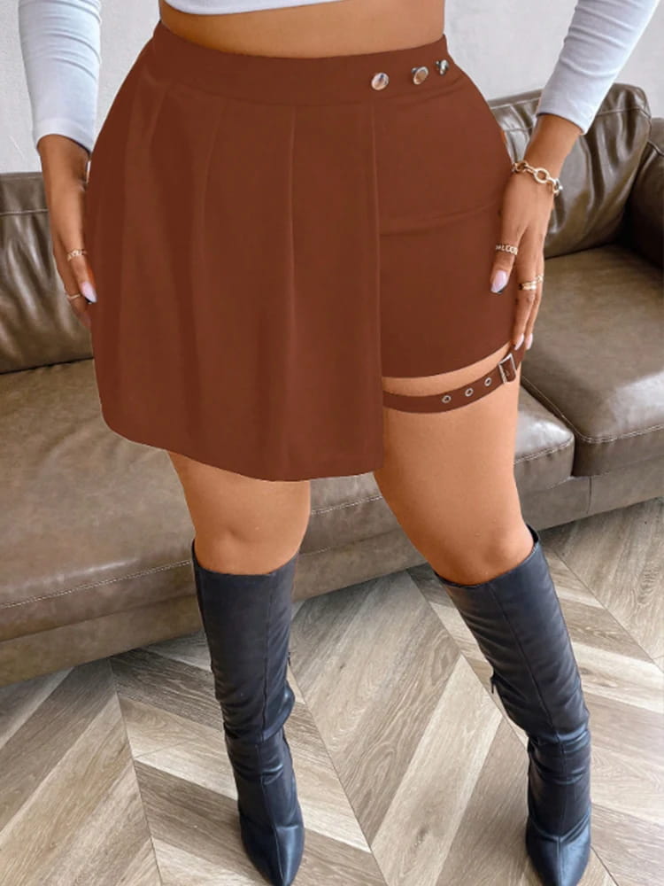 Falda acampanada de talla grande para primavera y verano de 2024, minifalda informal negra versátil a la moda para mujer, plisada y esponjosa corta