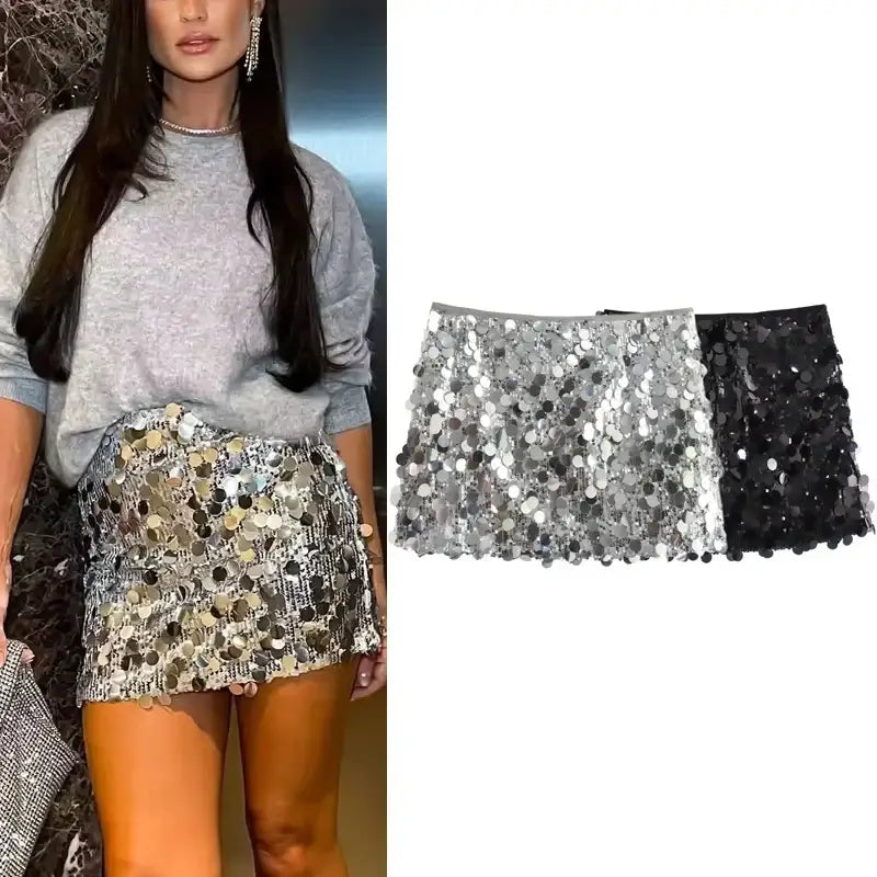 Women's Sexy Sequined Mini Skirt Casual Party Skirt