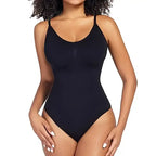 Ribbed Thong Bodysuit Shapewear Adjustable Straps