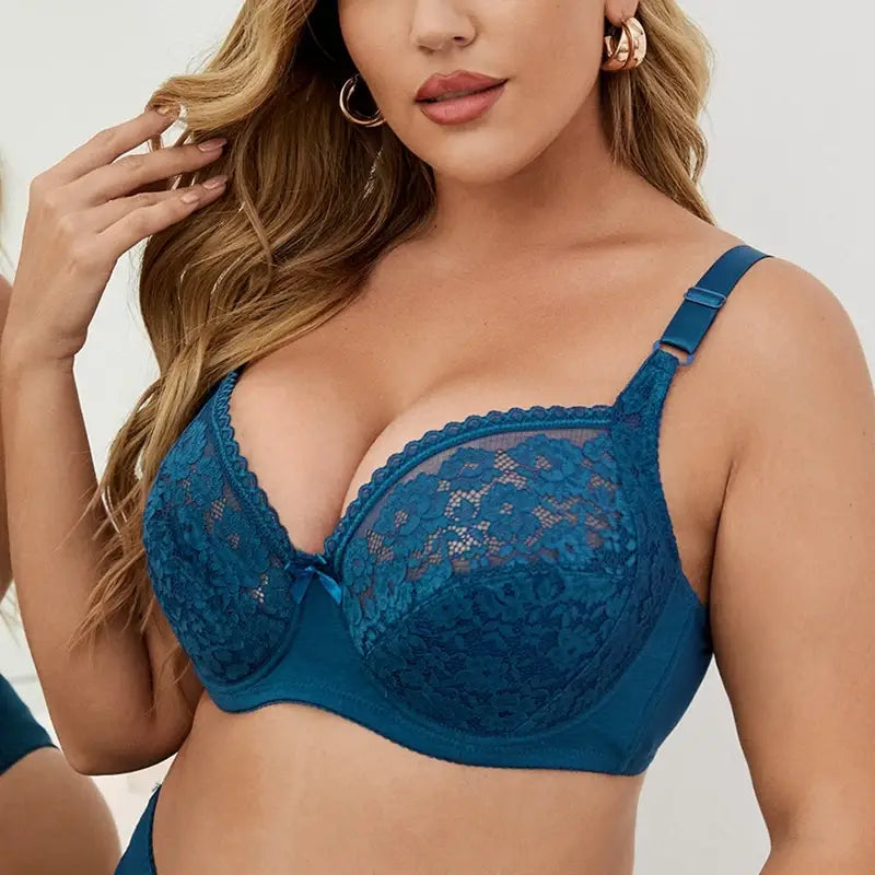 Beauwear Pure Color cotton bras for women underwire Bra with hoops full cup lace bralette 85D 90D 95D 100D 105D