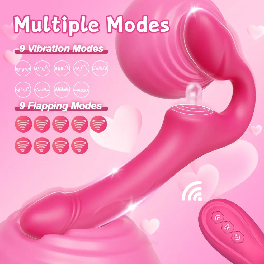 Strapless Strap On G Spot Dildo Vibrator Double-Ended Vibrating Flapping Vibrators Adult Sex Toys for Women Lesbians