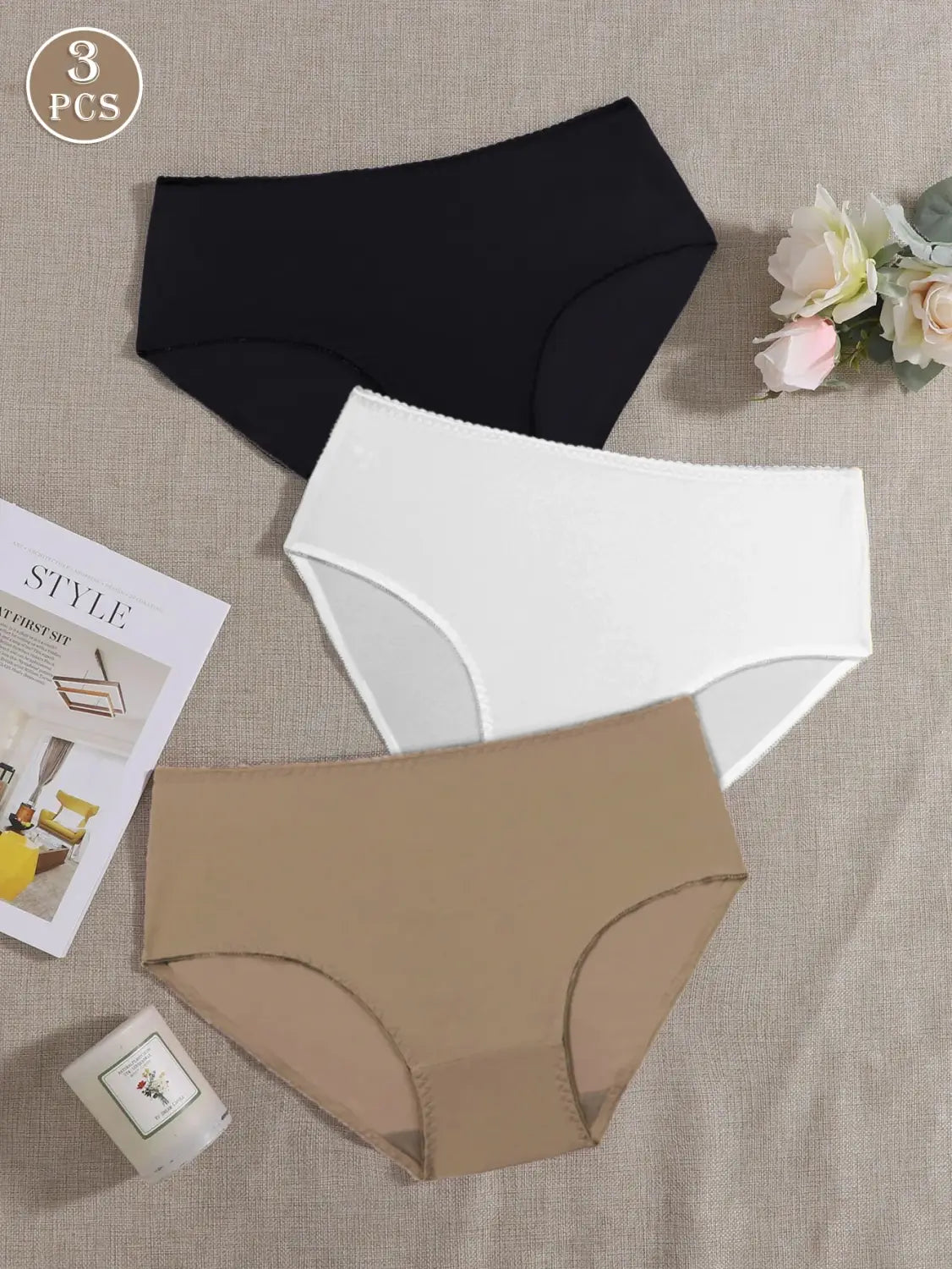 3Pcs/Lot Simple Plain Plus Size Panties for Women Thin Soft Comfort Underwear 0XL 1XL 2XL 3XL 4XL 5XL