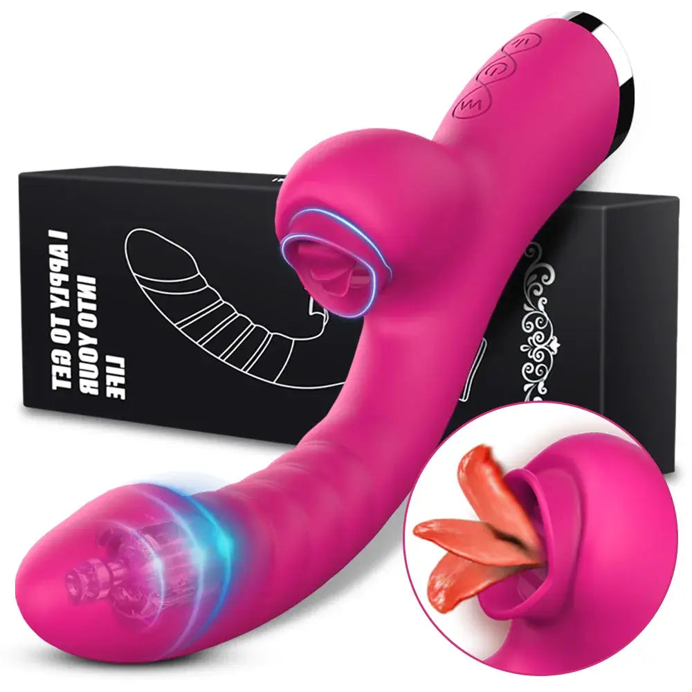 Tongue Licking Vibrator 2 In 1 Adult Women Sex Toys Dildos Vibrators Clitoris Stimulator With 20 Speeds Vibrators Sex