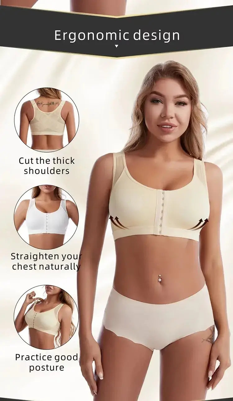 Vest Bras S-5XL Front Closure Posture Corrector Lift Up Bra Women Push Up Cross Back Underwear Shockproof Sports