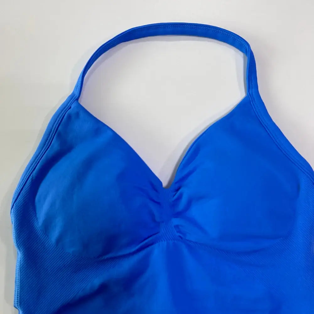 Impact Longline Strappy Gym Top Custom Logo Backless Gym Clothes Women Scrunch Built-in Bra With Removable Cups Yoga