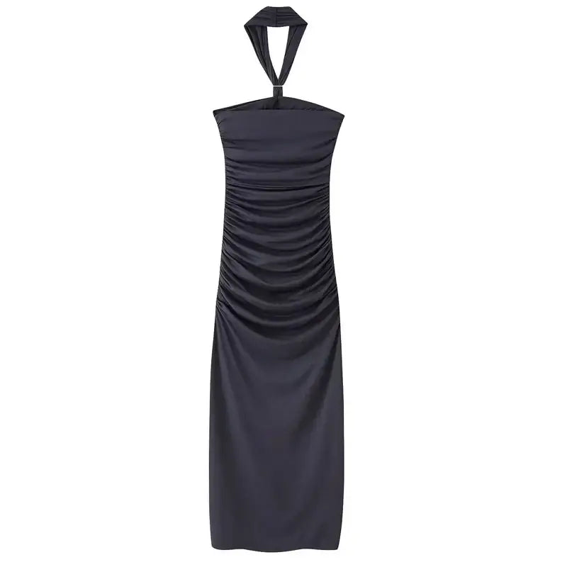 Women's Sexy Halter Bodycon Midi Dress Backless Party Dress