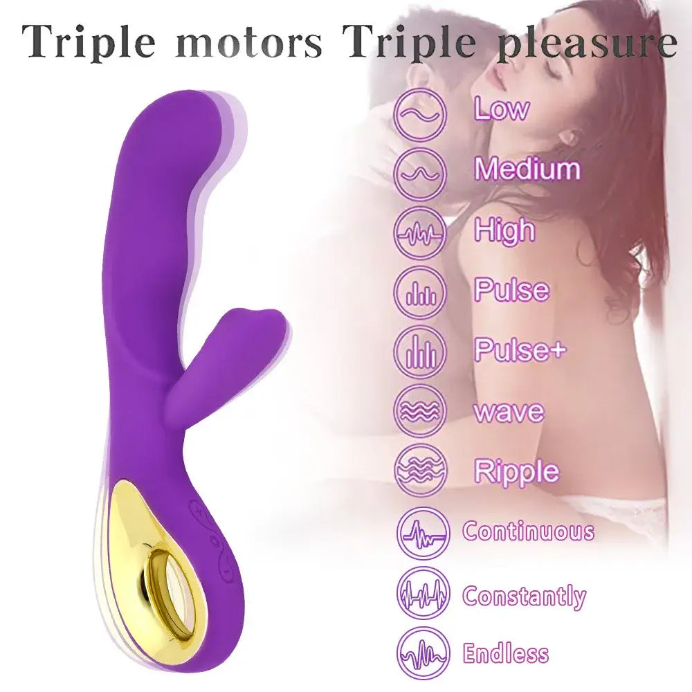 3 In 1 Dildo Rabbit Vibrator for Women G-Spot Orgasm Masturbator Anal Plug Clitoris Stimulator Female Masturbation Sex