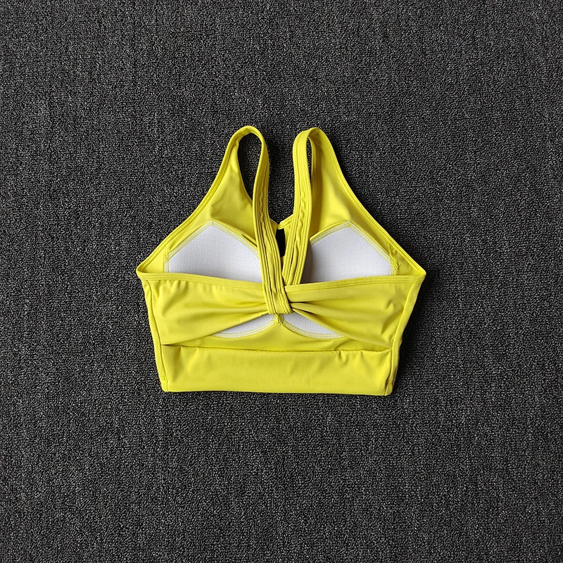 Off-Shoulder High-Support Yoga Sports Bra – U-Back Pilates Crop Top