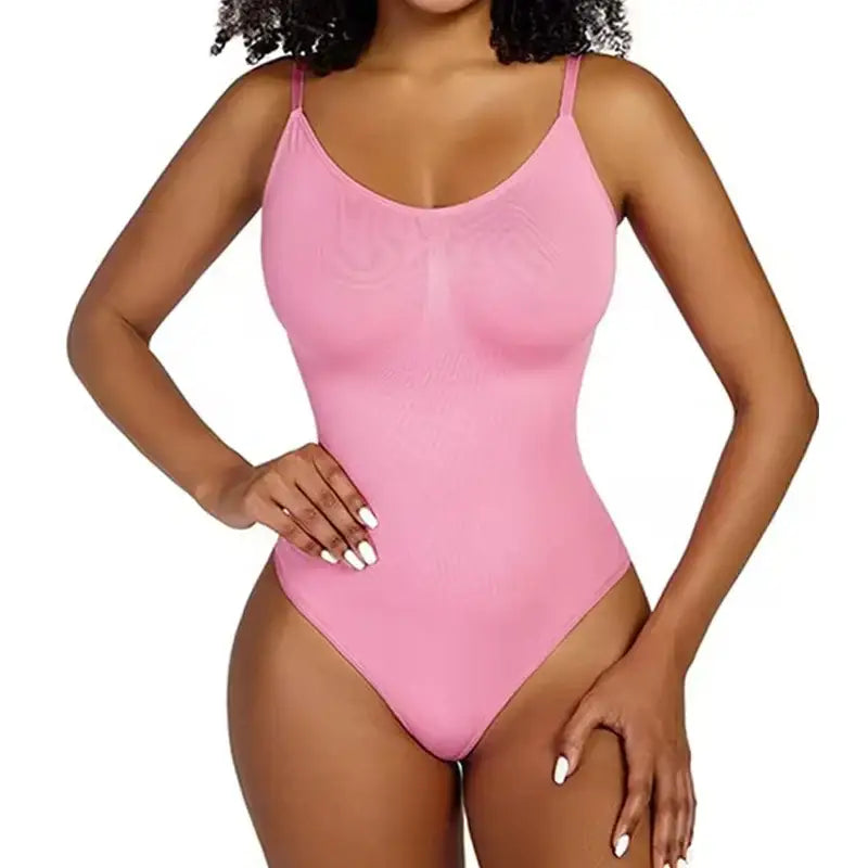 Ribbed Thong Bodysuit Shapewear Adjustable Straps