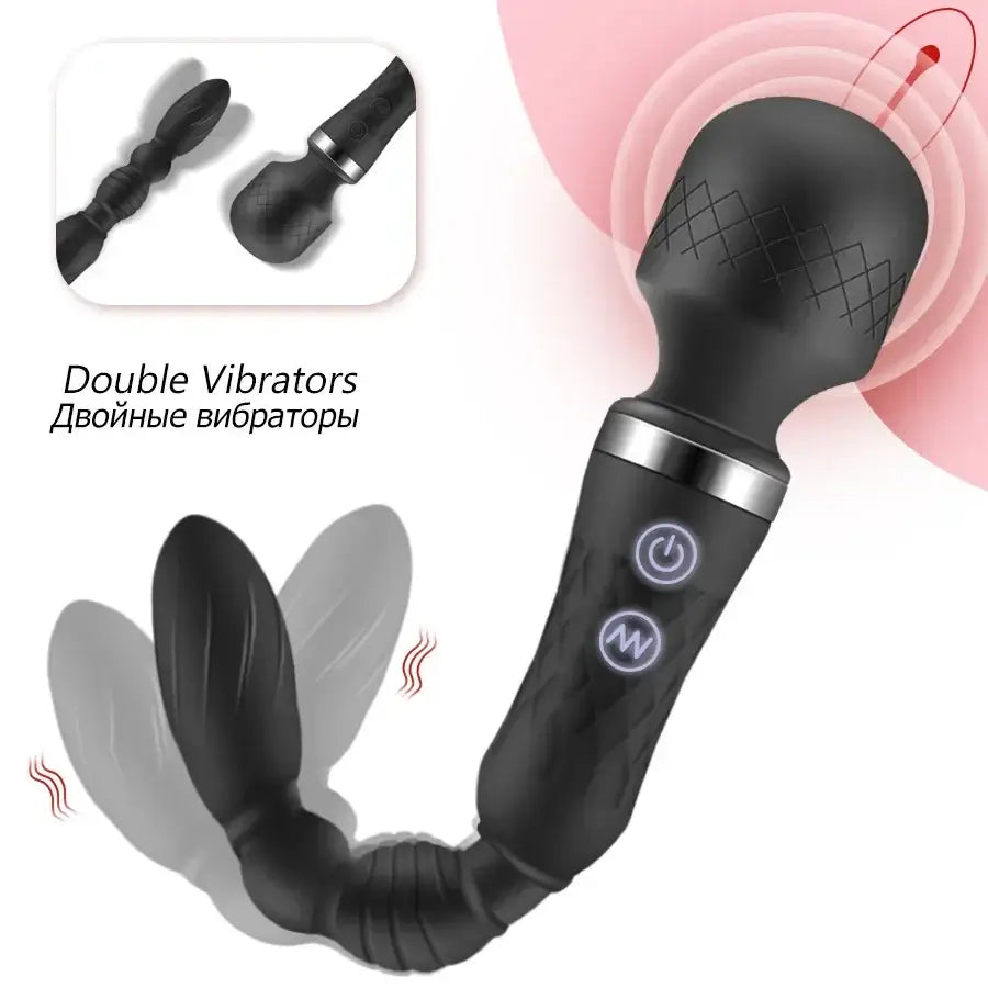 AV Magic Wand Anal Plug Double-ended Vibrators Women G-spot Clit Stimulator Men Butt Plug Masturbator Sex Toys