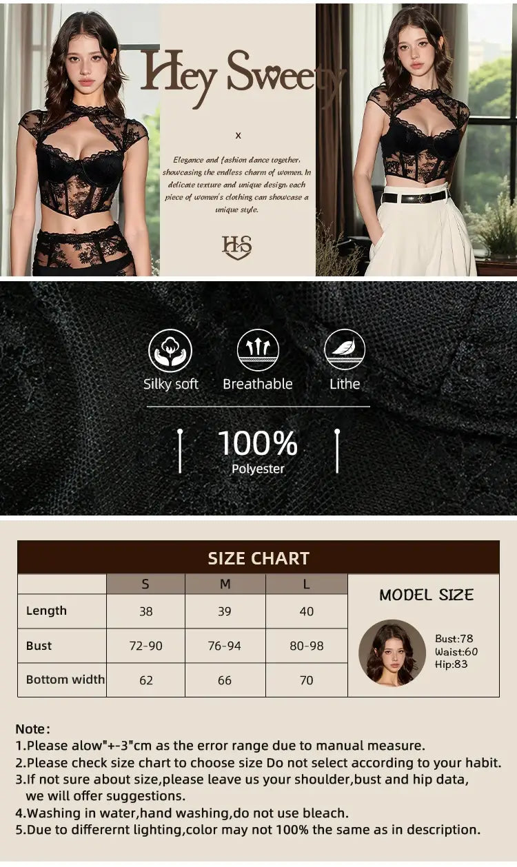 Women’s Hollow Out Lace Sexy Crop Top
