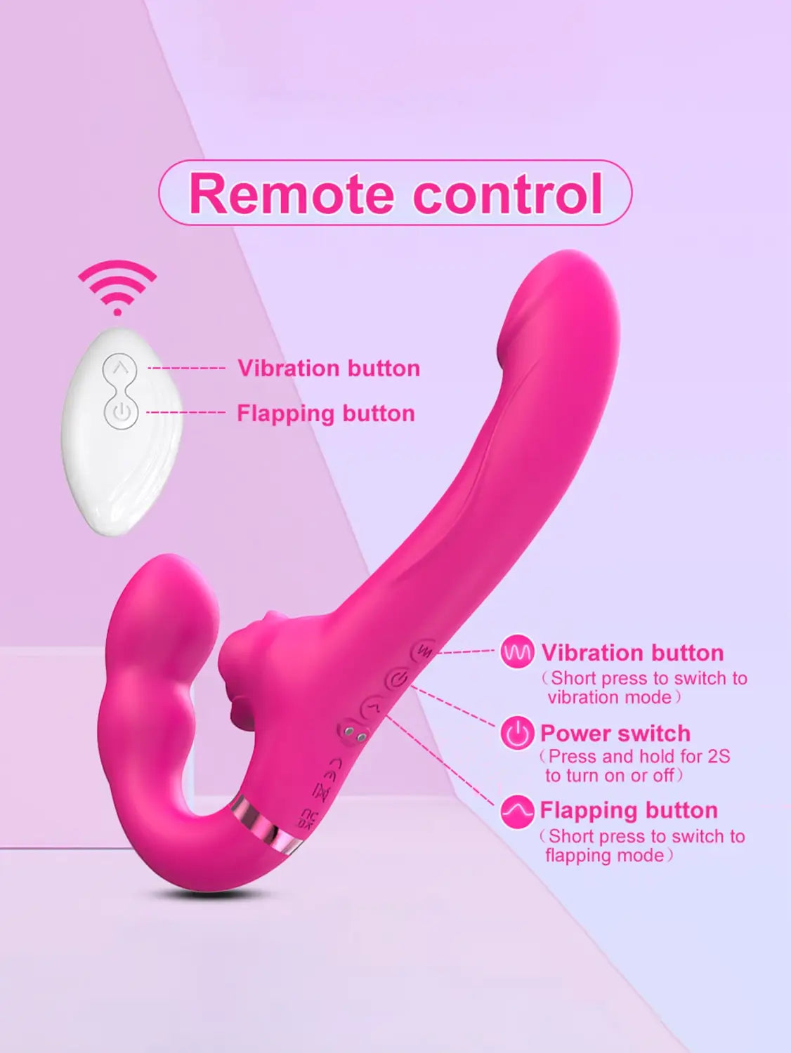 APP Strapless Strap-On G-Spot Dildo Vibrator Realistic Double-Ended Vibrating Butt Plug Anal Sex Toys for Women
