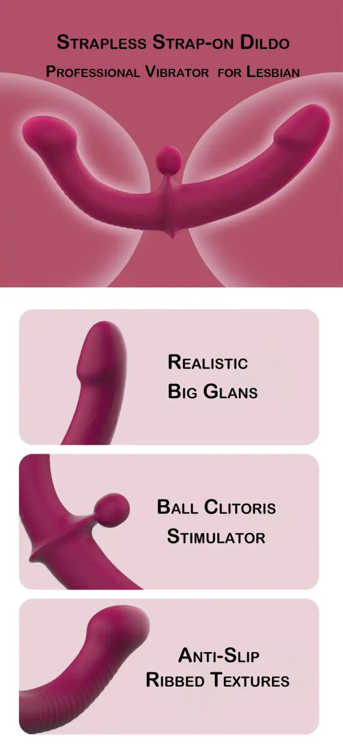 G-Spot Double-Ended Adult Sex Toys with 10 Modes Strapless Strap-on Dildo Vibrator with Remote Control for Women