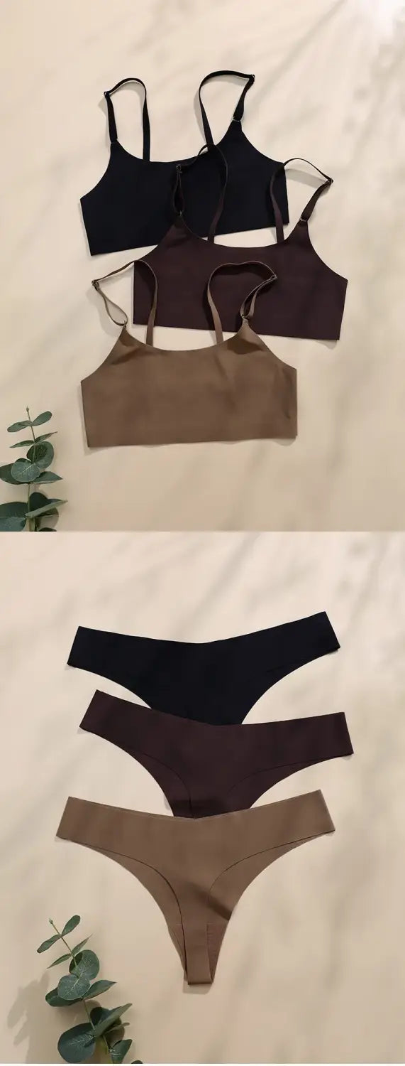 High Quality Latest Design US Size Stylish Solid Ice Silk Seamless Wireless Bras And Women Underwear Set