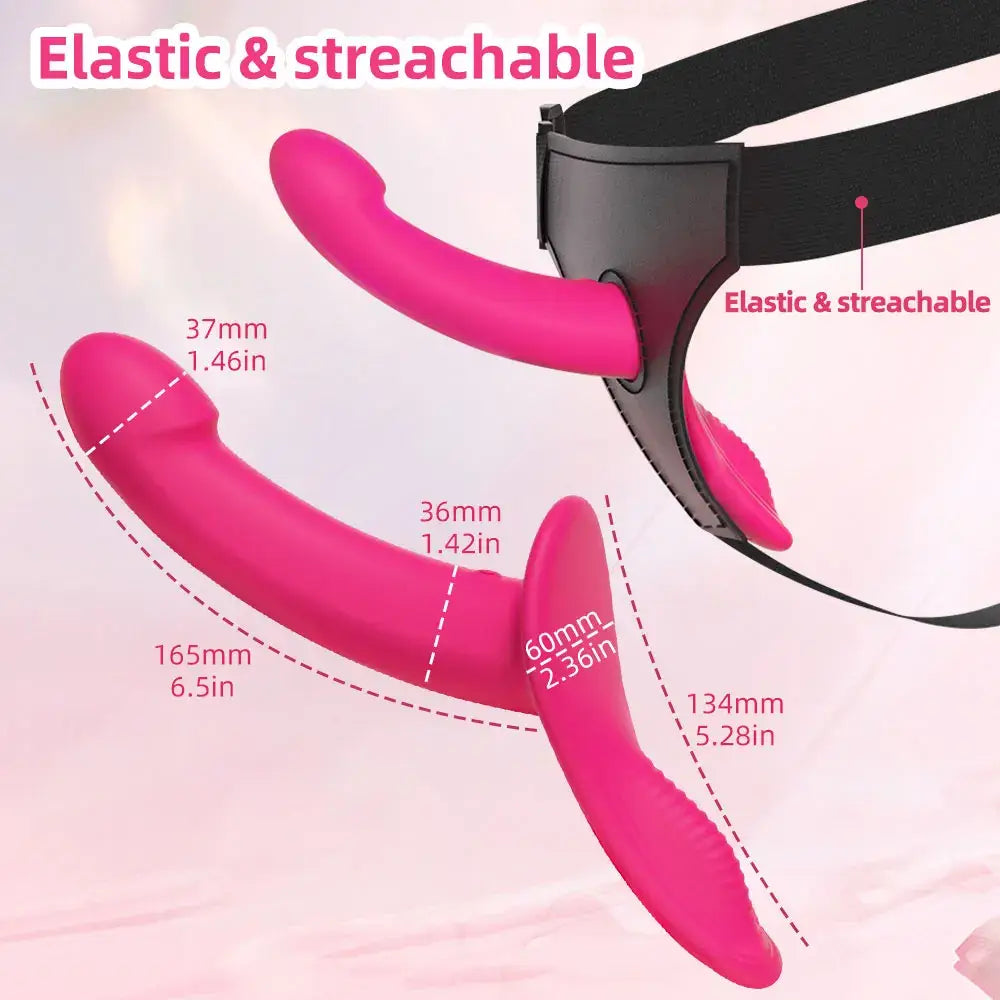 Strap-On Vibrating Dildo Adjustable Harness Vibrator with 10 Vibration Modes Wearable Harness Sex Toy for Female Couple