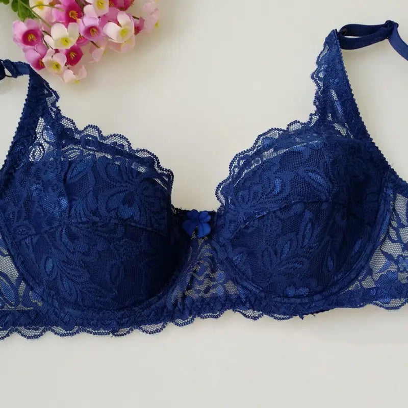 New Sexy Floral Lace Bras Women Summer Thin Push Up Brassiere Solid Color Comfort Breathable Underwear Female Fashion