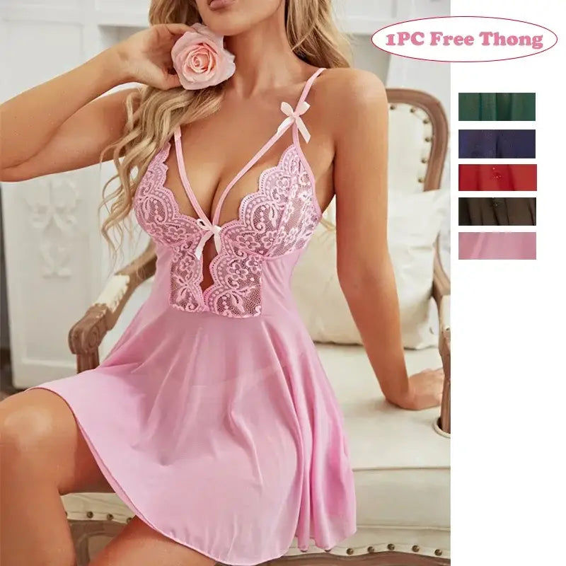 Women's Bow Lingerie Pajamas Set