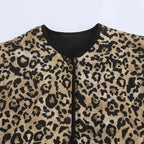 Women's Elegant Leopard Print Jacket Casual Long Sleeve Coat