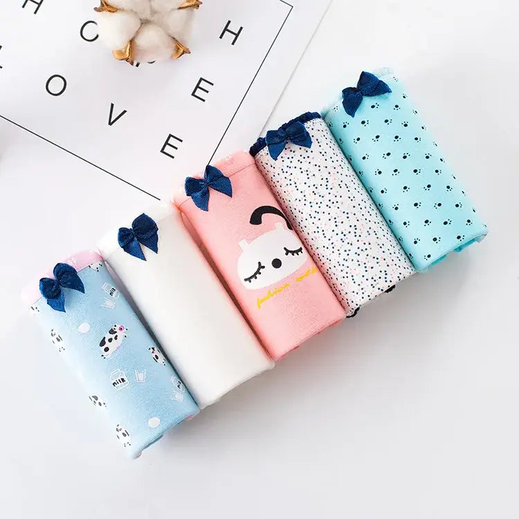 5Pcs Cotton Underwear Women’s Panties Plus Size Briefs Girls Calcinha Sexy Lingerie Ladies Panty Print Cartoon Female