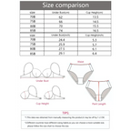 Size comparison chart for adjustable shoulder strap lingerie bra with measurements in cm and inches