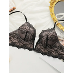 Black adjustable strap lace bra for women with intricate floral lace design by The Lady's Haven Boutique