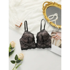 Black adjustable strap lace bra for women with intricate floral patterns from The Lady's Haven Boutique