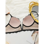Adjustable strap lace bra for women in nude and black with delicate lace detailing from The Lady's Haven Boutique