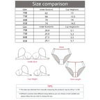 Size chart and measurement guide for adjustable strap lace bra for women with under bust and cup height details