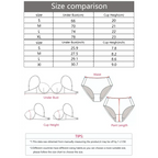 Size comparison chart showing measurements for adjustable strap wireless bra including under bust and cup height in cm and inches