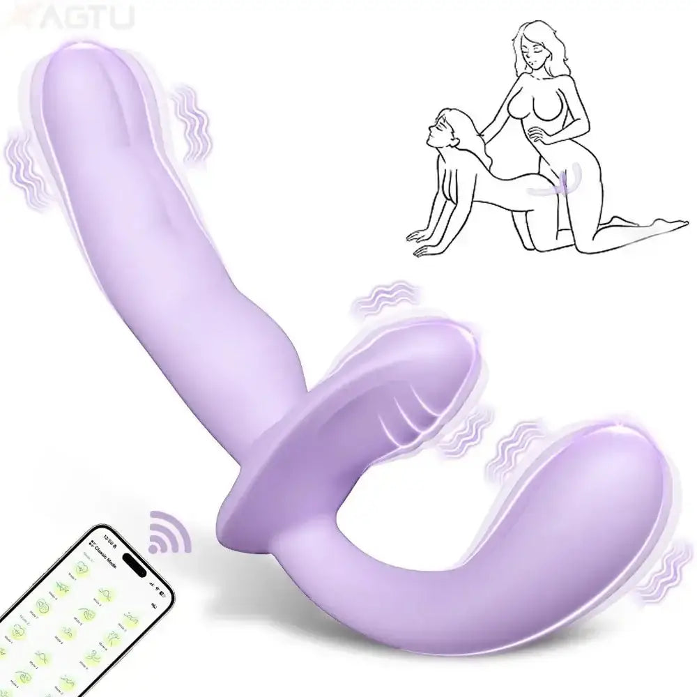 APP Strapless Strap - On G - Spot Dildo Vibrator Realistic Double - Ended Vibrating Butt Plug Anal Sex Toys for Women Lesbians Couples - The Lady's Haven