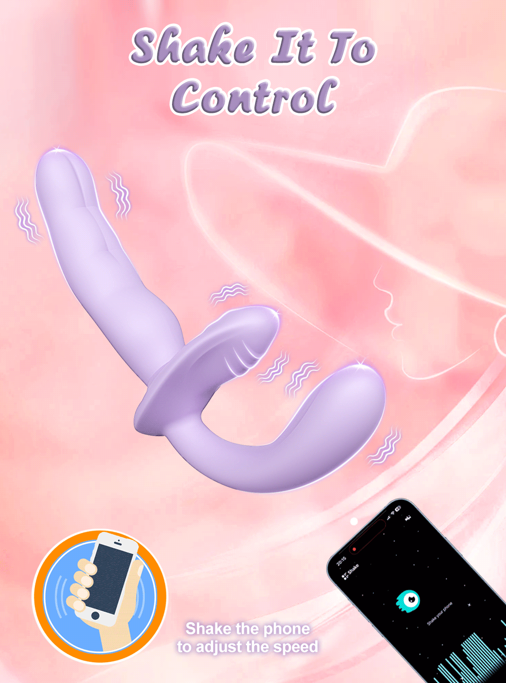 APP Strapless Strap-On G-Spot Dildo Vibrator Realistic Double-Ended Vibrating Butt Plug Anal Sex Toys for Women
