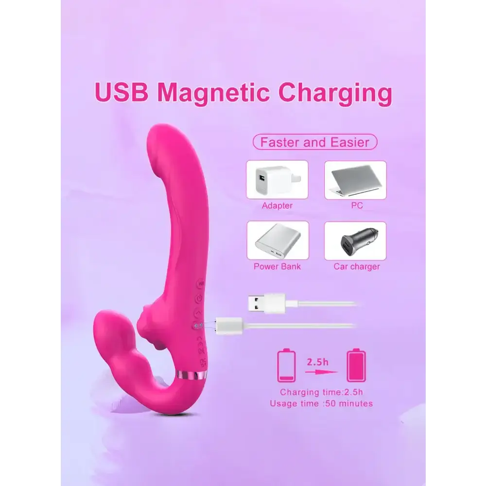 APP Strapless Strap - On G - Spot Dildo Vibrator Realistic Double - Ended Vibrating Butt Plug Anal Sex Toys for Women Lesbians Couples - The Lady's Haven