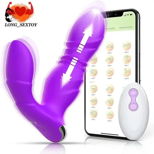 App Telescopic Vibrator Remote Control Wearable Vibrating Panties Thrust Dildo Adult Sex Machine Toys For Women