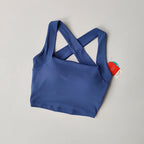 Stylish navy beauty back yoga bra with crisscross straps for comfortable activewear