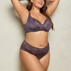Beauwear 85C-110E Women’s Plus Size Lingerie Set Plain Lace Underwear Set Thin Unlined Underwire Bra and Panty Set