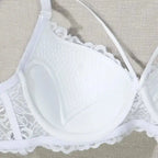 Beauwear Contrast Lace Push Up Bra Comfy Breathable Hollow Out Bra